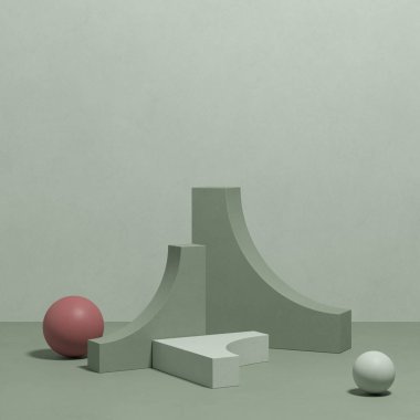 Ürün markalaştırma sunumu için soyut arkaplan minimal biçimi. Boş alanla sahneyi düzenle. 3d oluşturma