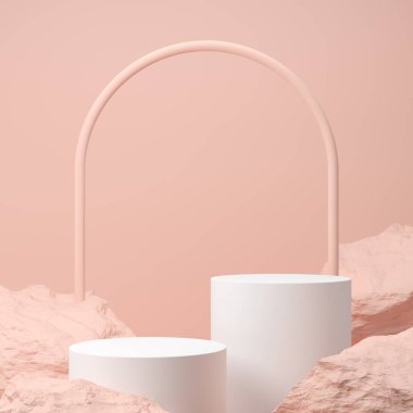 Ürün markalaşması için soyut bir arka plan. Boş alandaki sahneyi asgari biçimle düzenle. 3d hazırlayıcı