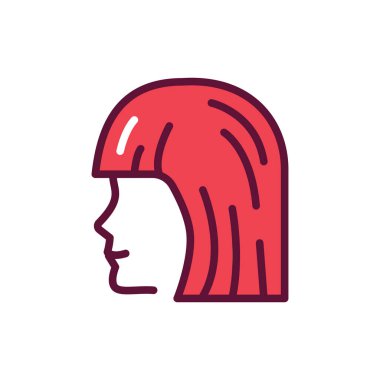 Güzel kadın yüzü ve şık saç stili renk çizgisi simgesi.