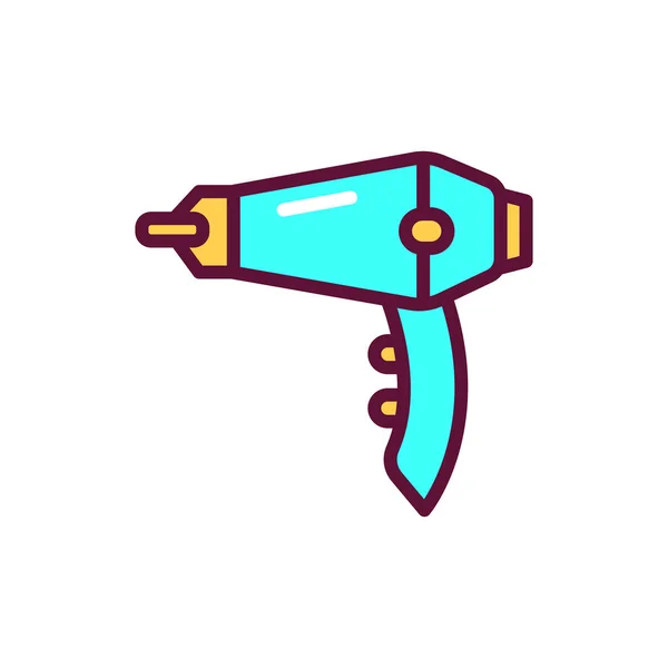 Secador de pelo línea de color icono. Dispositivo eléctrico para secar el cabello de una persona. Firmar página web, aplicación móvil, banner. — Vector de stock