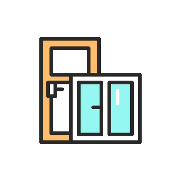 Ausgewählte Türen, Fenster Farbe Linie Symbol. Piktogramm für Webseite — Stockvektor
