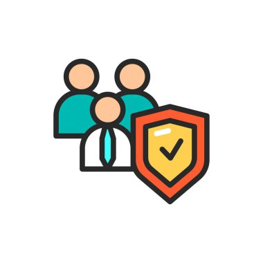 İnsanlar sigorta renk çizgisi ikonu. İzole vektör ögesi.