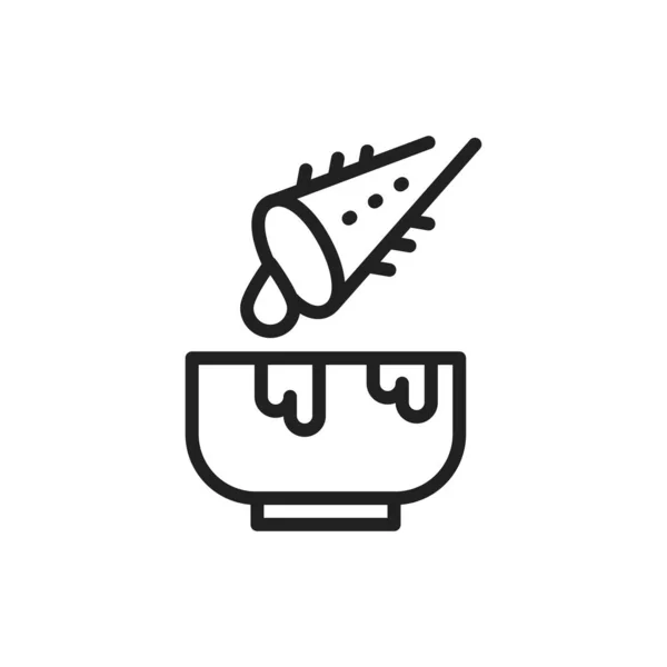 Aloe in der Medizin schwarze Linie Symbol. Vektorillustration. Umriss-Piktogramm für Webseite, mobile App, Promo — Stockvektor
