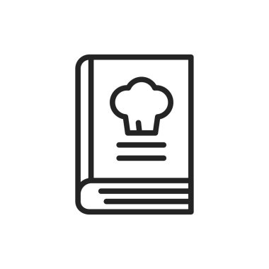 Yemek kitabı siyah çizgi ikonu. Vektör illüstrasyonu