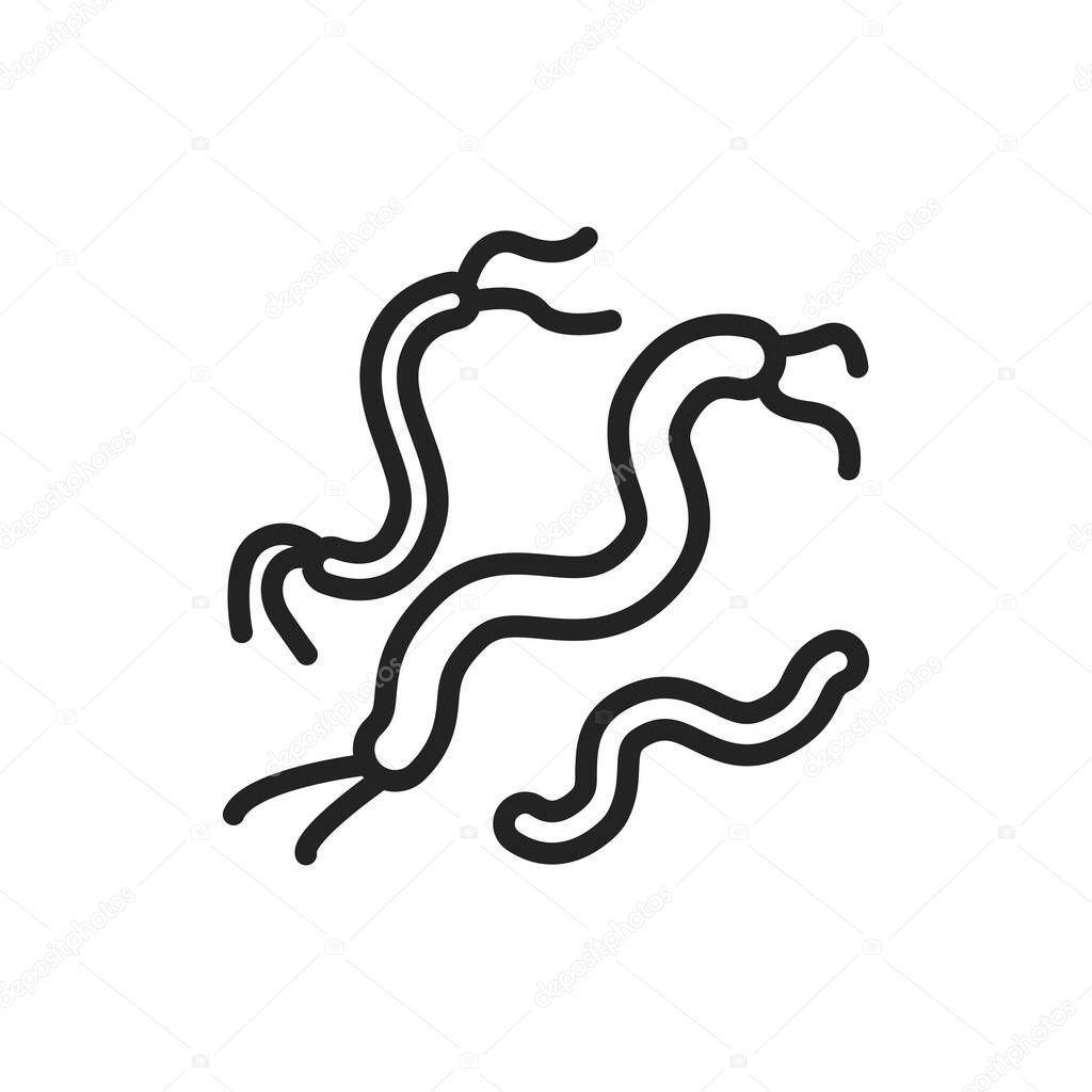 Bacteria spirilla black line icon. Vector illustration