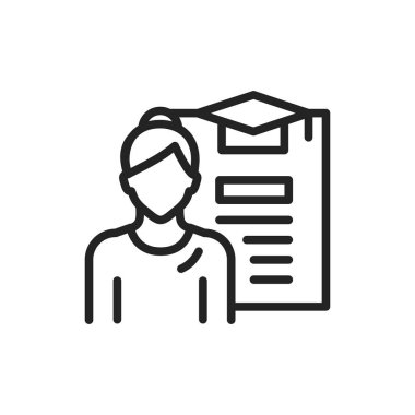 Eğitim semineri siyah çizgi ikonu. Vektör çizimi. Web sayfası, mobil uygulama, tanıtım için resim çizelgesi