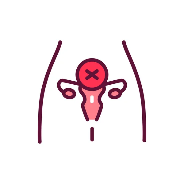 Infertility Line Color Icon Female Reproductive System Disease Line Icon — Stock Vector