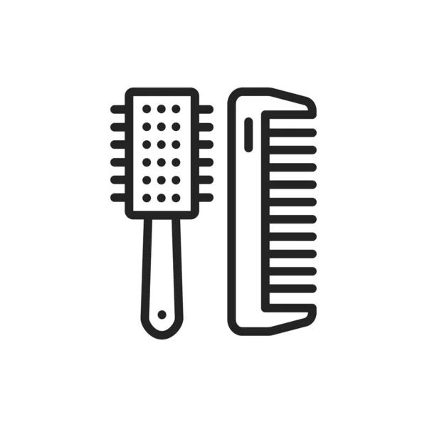 Hairbrushes ícone linha preta. Serviços de cabeleireiro. Barbearia. —  Vetores de Stock