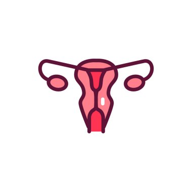 Dişi üreme sistemi çizgi simgesi. Web sayfası için pictogram özeti.