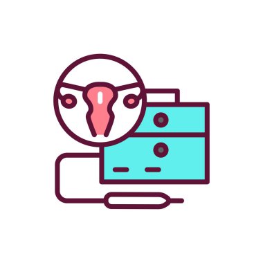 Lazer tedavisi servikal patoloji renk çizgisi ikonu. Web sayfası için pictogram özeti.