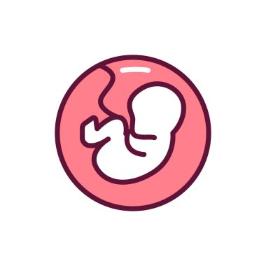 Gebelik evresi embriyosu uterus renk çizgisi simgesinde. Web sayfası için pictogram özeti.