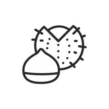 Göğüs fındığı siyah çizgi simgesi. İzole vektör elementi. Web sayfası, mobil uygulama, tanıtım için resim çizelgesi.