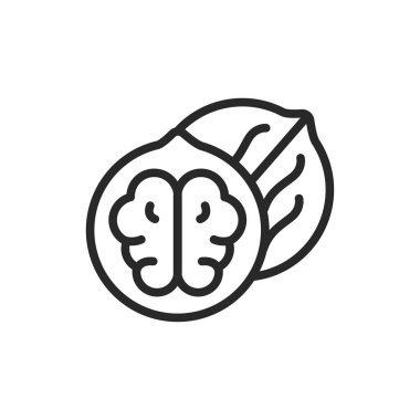 Ceviz rengi siyah çizgi ikonu. İzole vektör elementi. Web sayfası, mobil uygulama, tanıtım için resim çizelgesi.