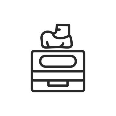 Otomatik ayakkabılar makine renk çizgisi simgesini kaplar. İzole vektör ögesi.