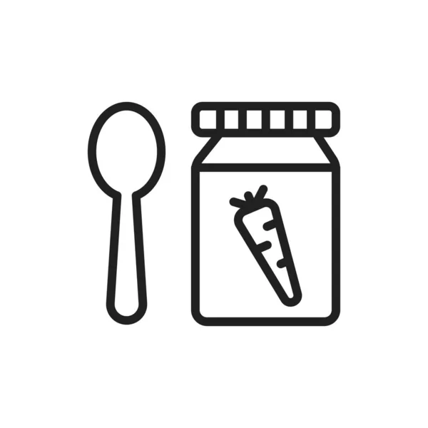 Criança orgânica ícone da linha de cor da comida. Esboço pictograma para página web. —  Vetores de Stock