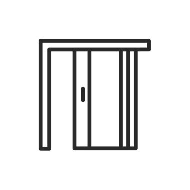 Ön manzara katlanan kapılar renk çizgisi simgesi. İzole vektör ögesi.