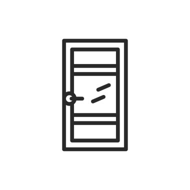 Ön manzara kapalı oda kapısı renk çizgisi simgesi. İzole vektör ögesi.