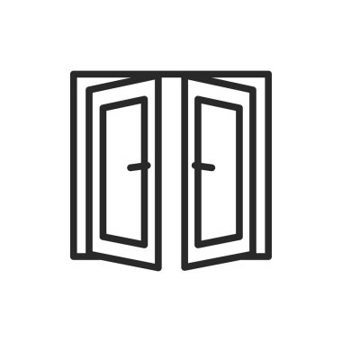Ön manzara çift kapılı renk çizgisi simgesi. İzole vektör ögesi.