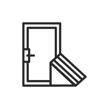 Kapalı giriş kapılarının renk çizgisi simgesini görüntüle. İzole vektör ögesi.