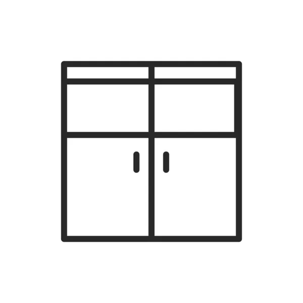Vooraanzicht gesloten dubbele houten deur kleur lijn pictogram. Geïsoleerd vectorelement. — Stockvector