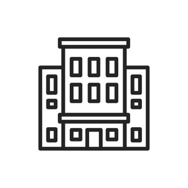 Apartman binasının renk çizgisi simgesi. İzole vektör ögesi.