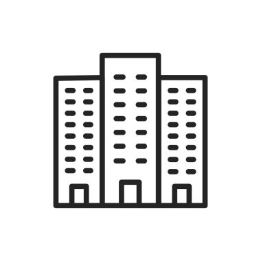 Apartman binasının renk çizgisi simgesi. İzole vektör ögesi.