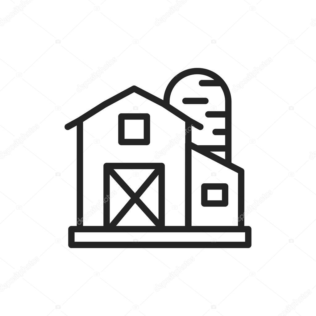 Country barn color line icon. Isolated vector element.
