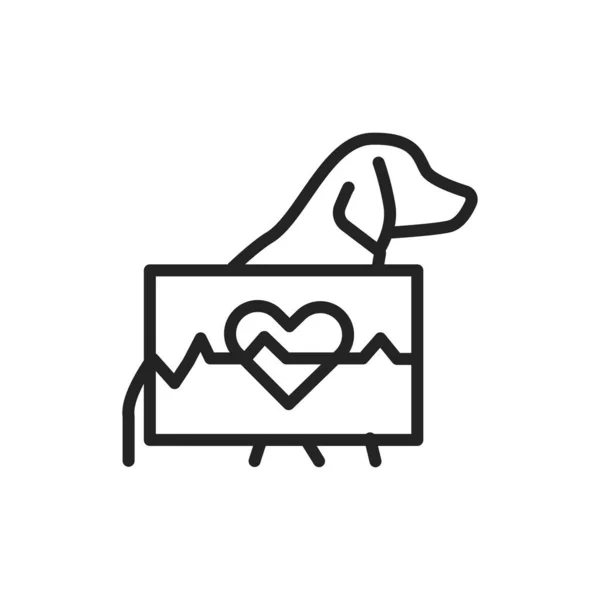 Animal cardiology black line icon. Isolated vector element. Outline pictogram for web page, mobile app, promo. — Stok Vektör