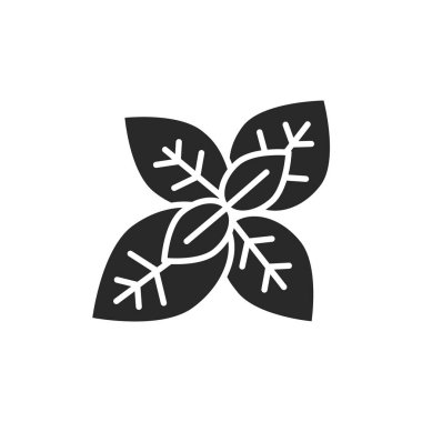 Basil siyah kabartma simgesi. Baharat ürünü. Vektör illüstrasyonu