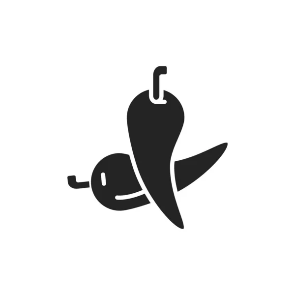 Icono de glifo negro de pimiento rojo chile. Paprika. Ilustración vectorial — Vector de stock