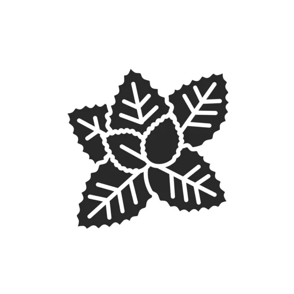 Символ чёрного символа Бэзила. Ингредиент для готовки. Векторная иллюстрация — стоковый вектор