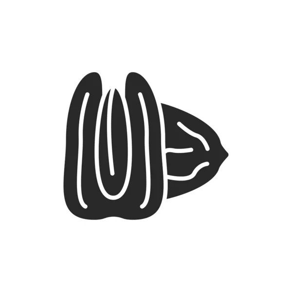 Pecan nut black glyph icon. Isolated vector element. Outline pictogram for web page, mobile app, promo. — Image vectorielle