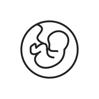 Gebelik evresi embriyosu uterus renk çizgisi simgesinde. Web sayfası için pictogram özeti.