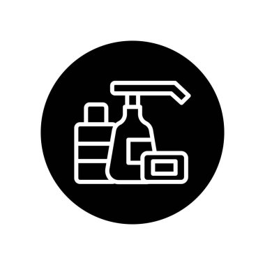 Antiseptik ürünler siyah kabartma simgesi. İzole vektör ögesi.