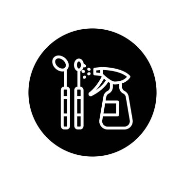 Dezenfekte araçları siyah kabartma simgesi. İzole vektör ögesi.