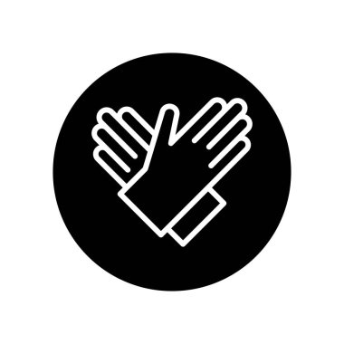 Kauçuk temizleme eldivenleri siyah kabartma simgesi. İzole vektör ögesi.