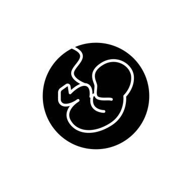 Gebelik evresi embriyosu uterus renk çizgisi simgesinde. Web sayfası için pictogram özeti.