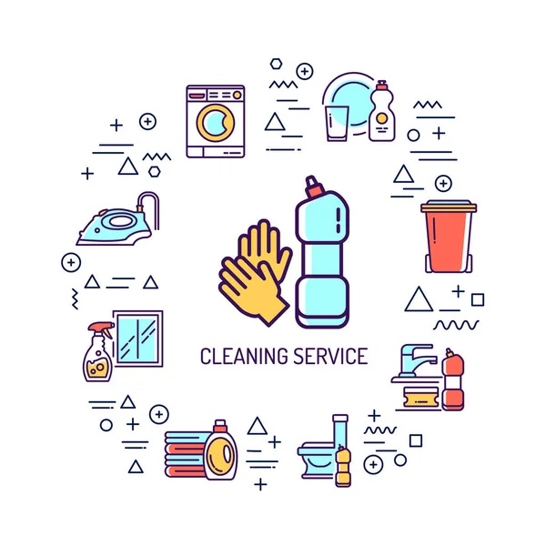 Banner web de serviço de limpeza e kit de aplicativo móvel. Desenho ilustrativo. —  Vetores de Stock