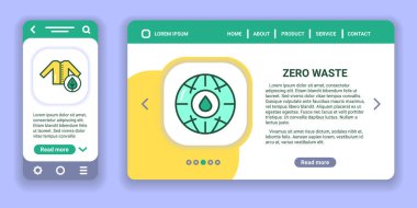 Zero waste web banner and mobile app kit. Outline vector illustration.