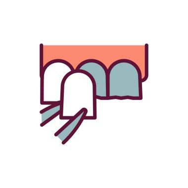 Diş kaplaması renk çizgisi simgesi. İzole vektör elementi. Web sayfası, mobil uygulama, tanıtım için resim çizelgesi