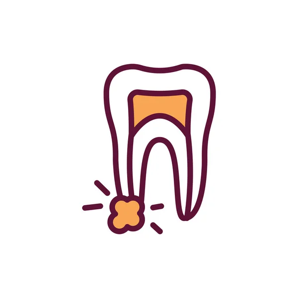 Dente Cisti Icona Linea Colore Elemento Vettore Isolato Pittogramma Contorno — Vettoriale Stock