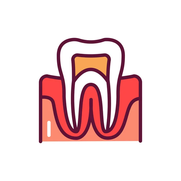 Gingivitis Farbe Linie Symbol Isoliertes Vektorelement Umriss Piktogramm Für Webseite — Stockvektor