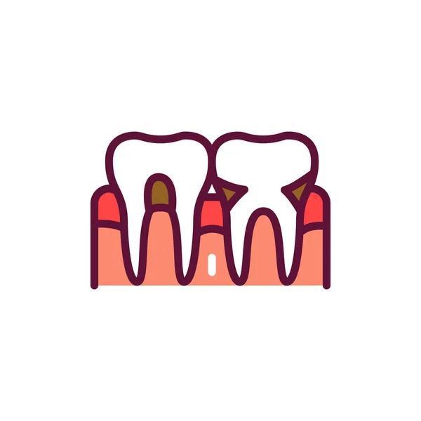 Doença Periodontal Ícone Linha Cor Elemento Vetorial Isolado Esboço Pictograma — Vetor de Stock