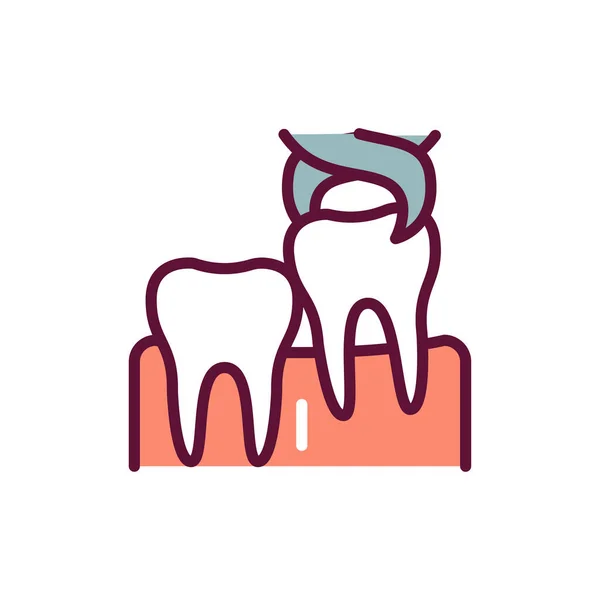 Icona Della Linea Colore Estrazione Denti Saggezza Elemento Vettore Isolato — Vettoriale Stock