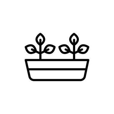 Saksıdaki bitkilerin renk çizgisi simgesi. İzole vektör elementi. Web sayfası, mobil uygulama, tanıtım için resim çizelgesi