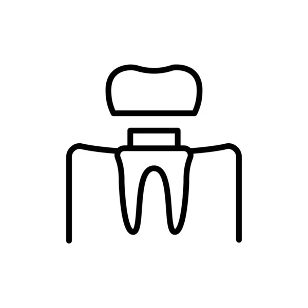 Denti Incoronati Icona Linea Colore Elemento Vettore Isolato Pittogramma Contorno — Vettoriale Stock