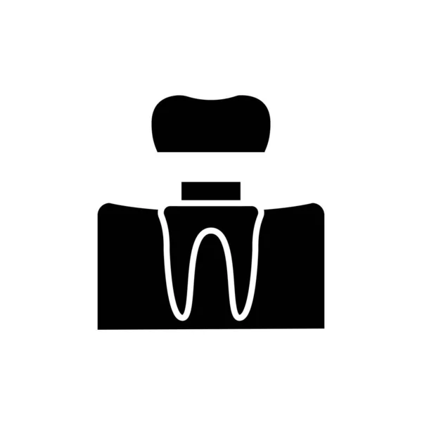 Crowned Teeth Line Icon Isolated Vector Element — Stock Vector