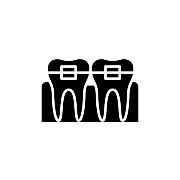 Zähne Zahnspangen Bilden Eine Linie Isoliertes Vektorelement — Stockvektor