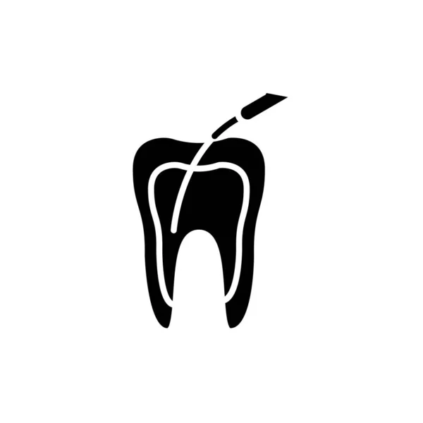 Zahnkanalbehandlung Linie Symbol Isoliertes Vektorelement — Stockvektor
