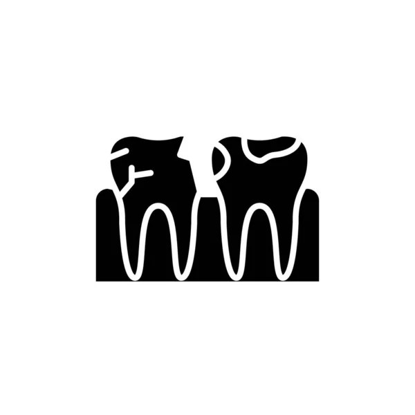 Tänder Med Karies Line Ikon Isolerat Vektorelement — Stock vektor